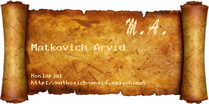 Matkovich Arvid névjegykártya
